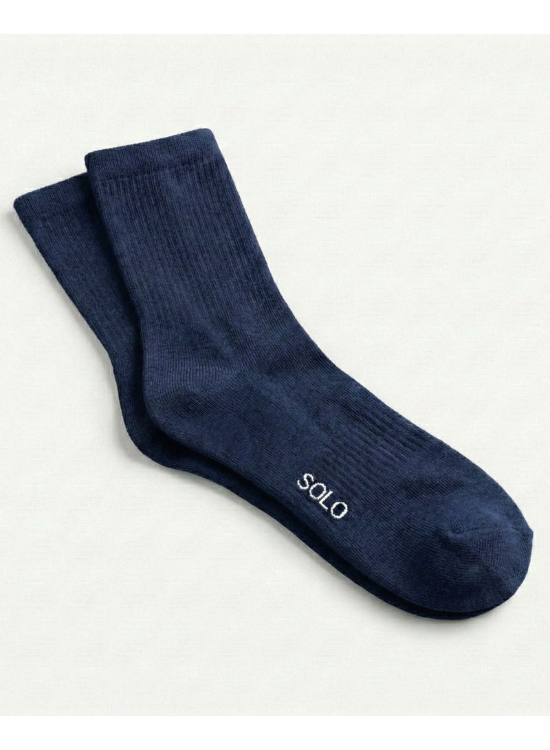 Solo Pack of 2 Cushioned Full Towel Cotton Socks - Navy - Image 3